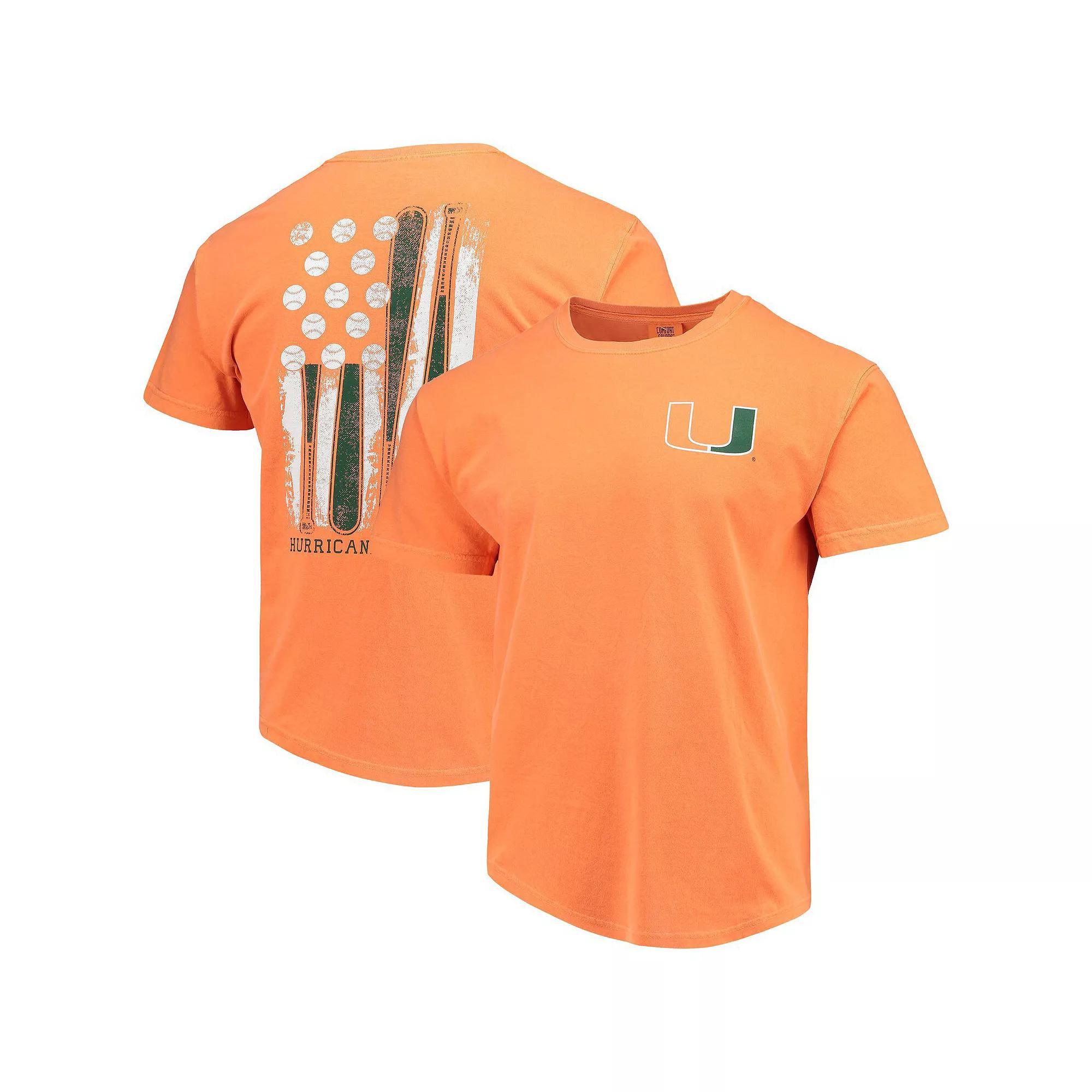 Men's Orange Miami Hurricanes Baseball Flag Comfort Colors T-Shirt, Size: 2XL Product Image