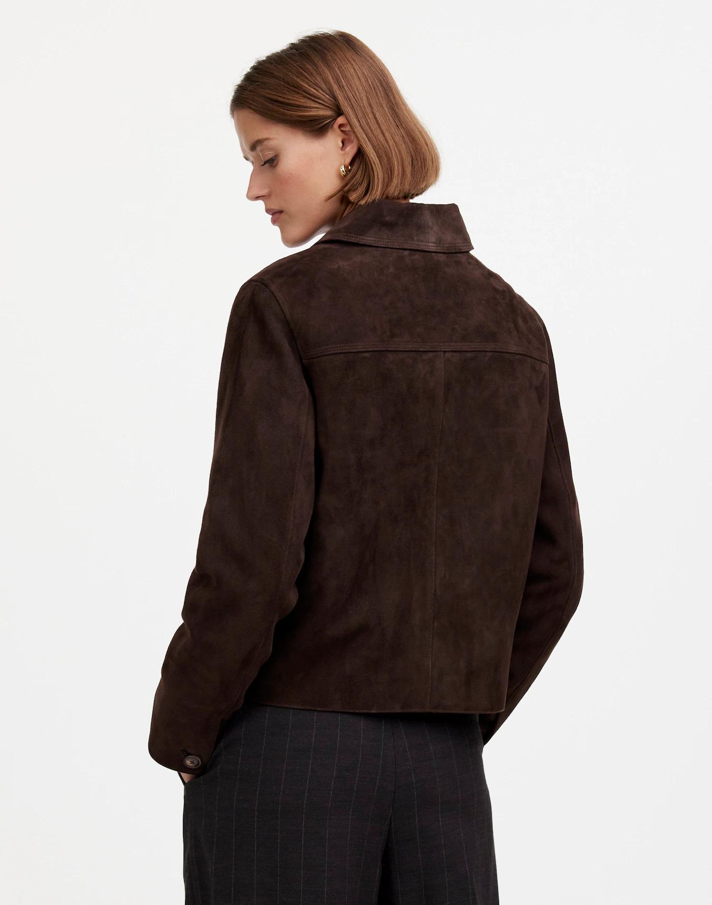 Stitched-Collar Shirt-Jacket in Suede Product Image