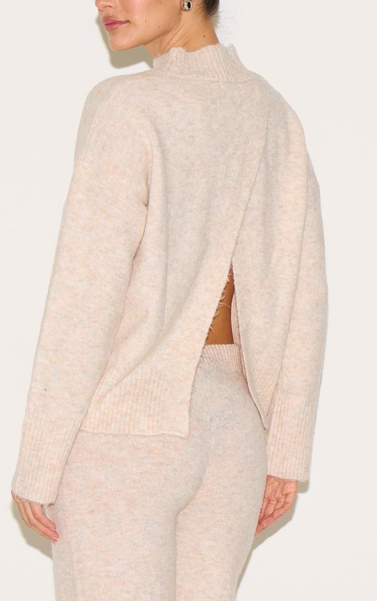 Stone Luxe Knit High Neck Open Back Sweater Product Image