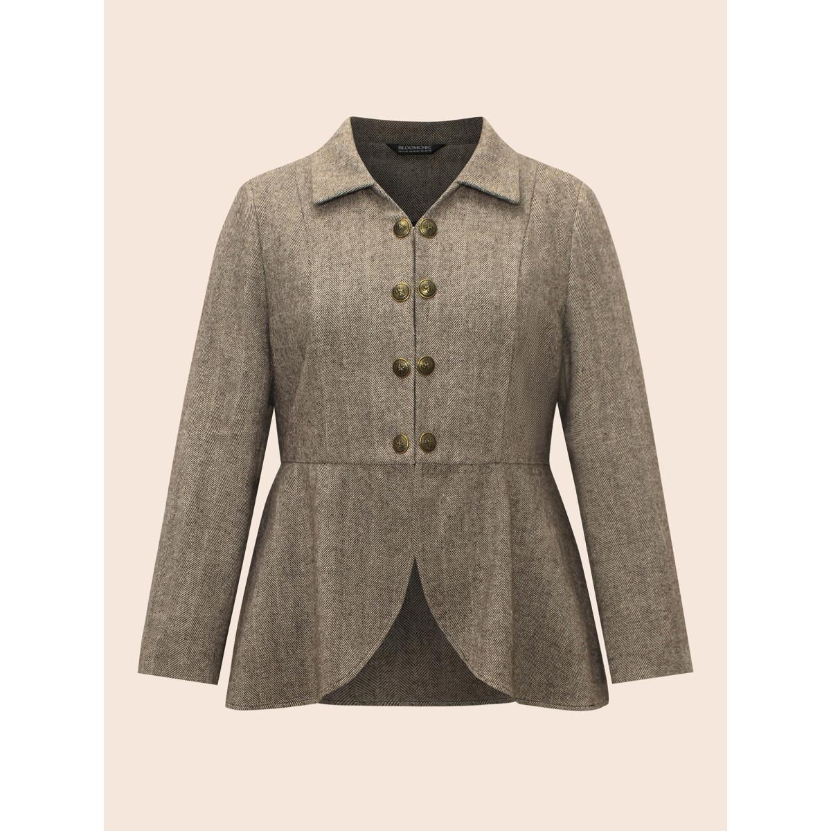 Plus Size Lapel Collar Metal Detail Jacket Women Multicolor Button Bodycon Everyday Jackets BloomChic 30/6X Product Image