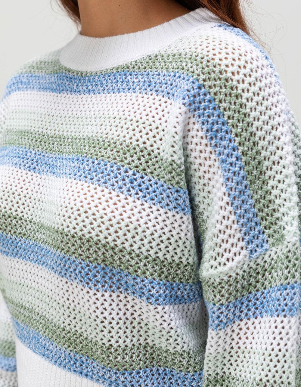 ROXY Frankie Womens Stripe Sweater - BLUE COMBO Product Image