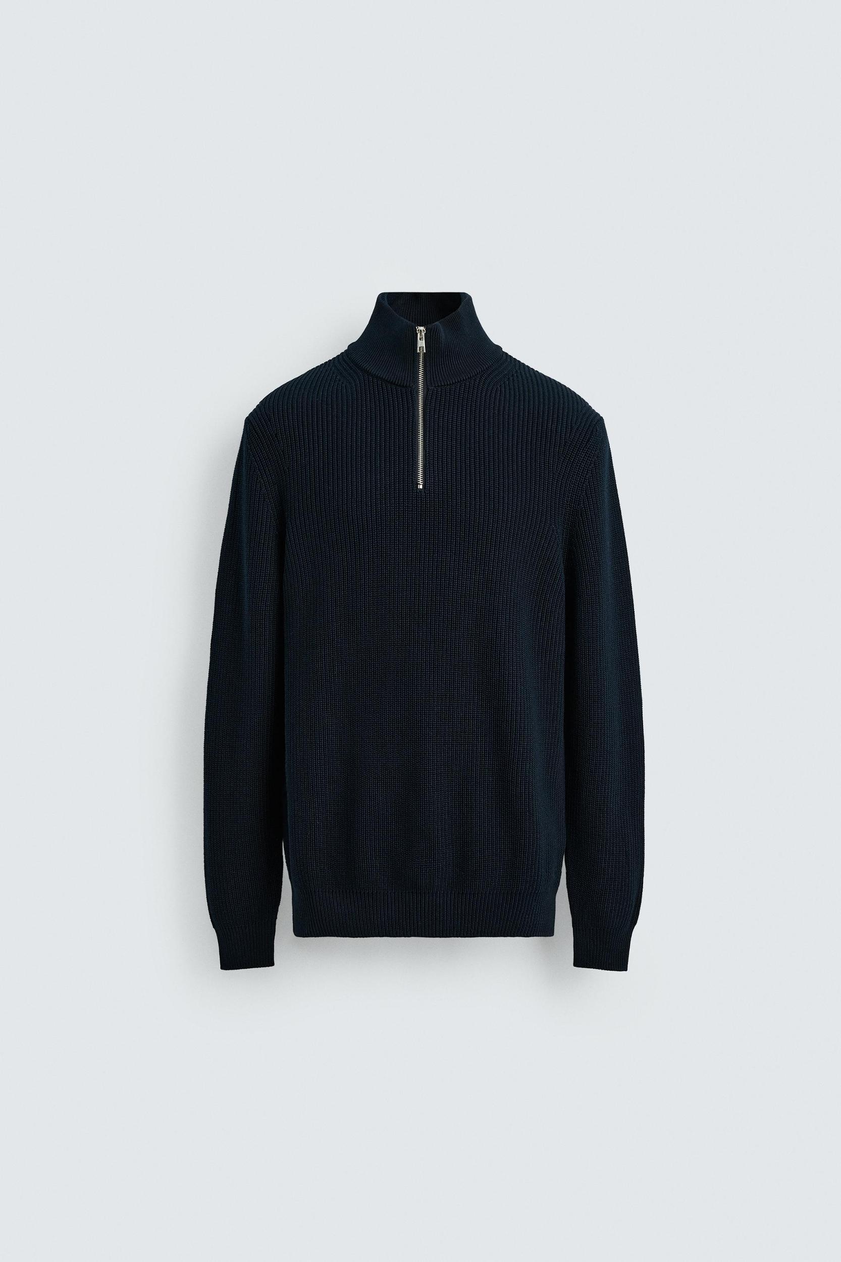 ZIPPERED PURL KNIT SWEATER Product Image
