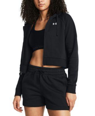 Womens Under Armour Rival Fleece Crop Full-Zip Hoodie Red Product Image