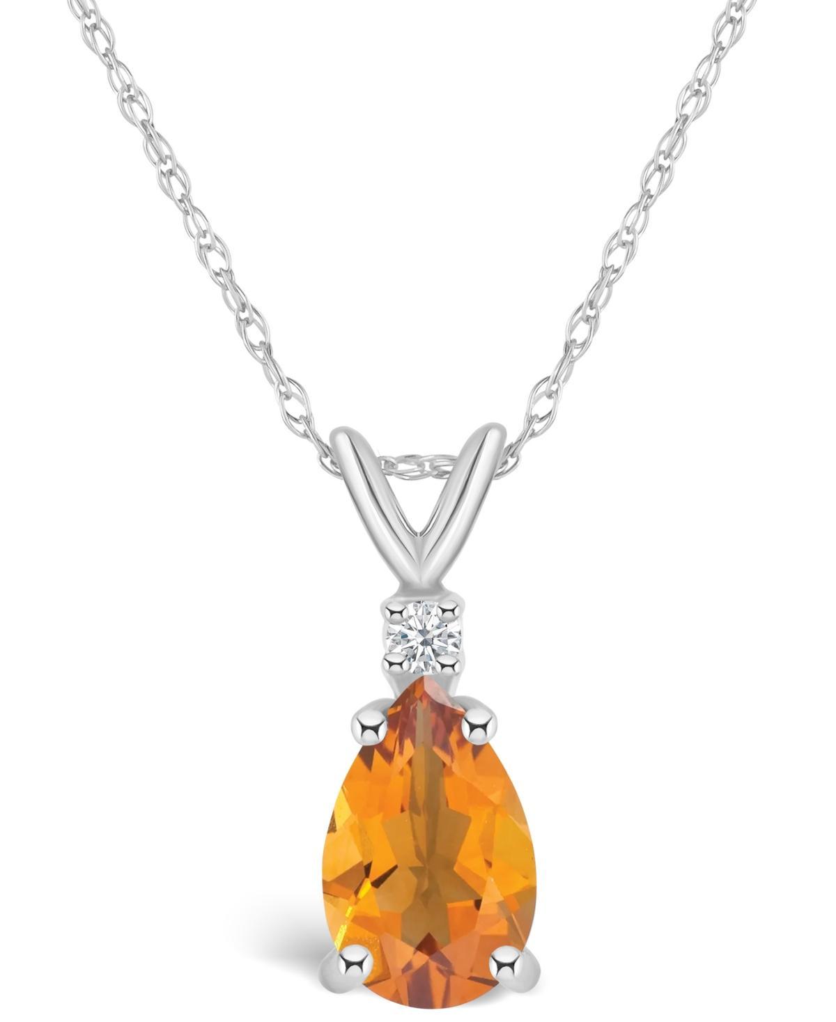 Celebration Gems 14k Gold Emerald Cut Citrine & Diamond Accent Pendant Necklace, Women's, Size: 18" Product Image