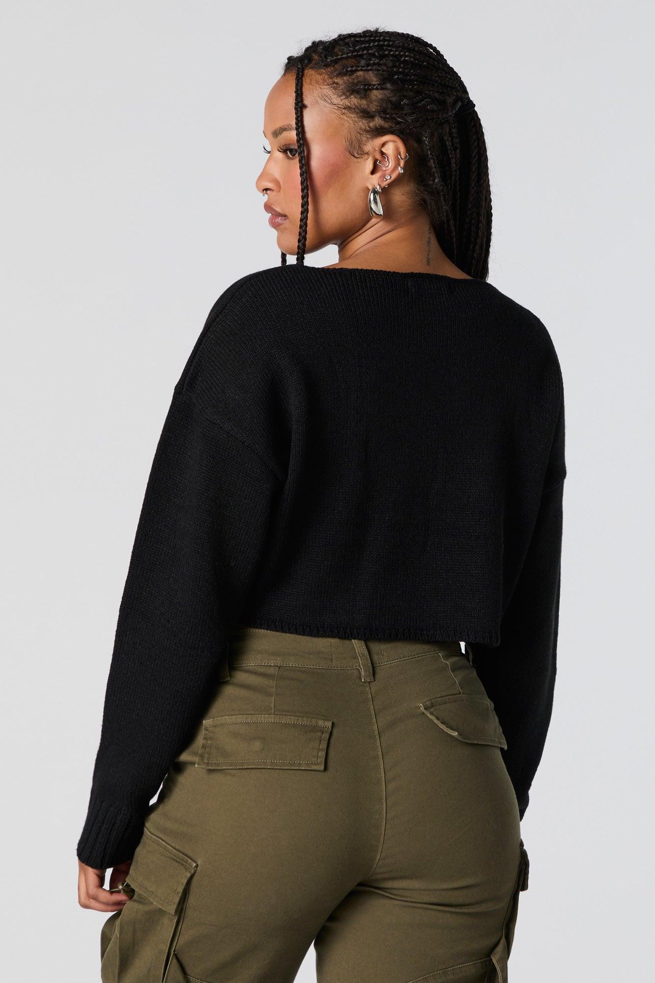 Star Jacquard Knit Cropped Sweater Female Product Image