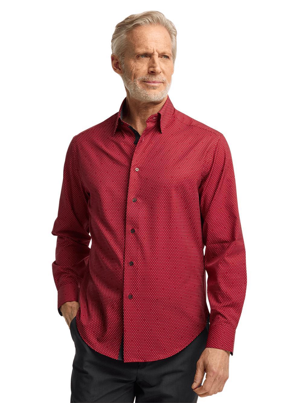 Performance Stretch Dot Casual Shirt - Red Product Image