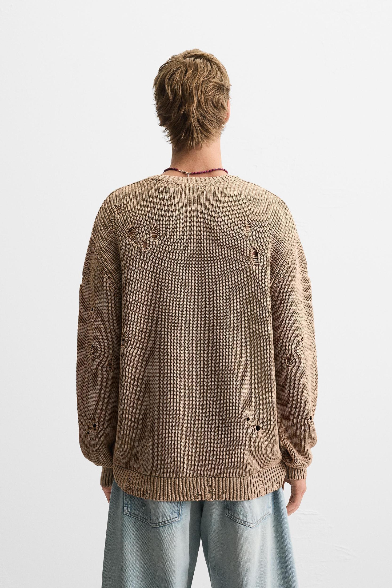 ACID WASH RIPPED SWEATER Product Image