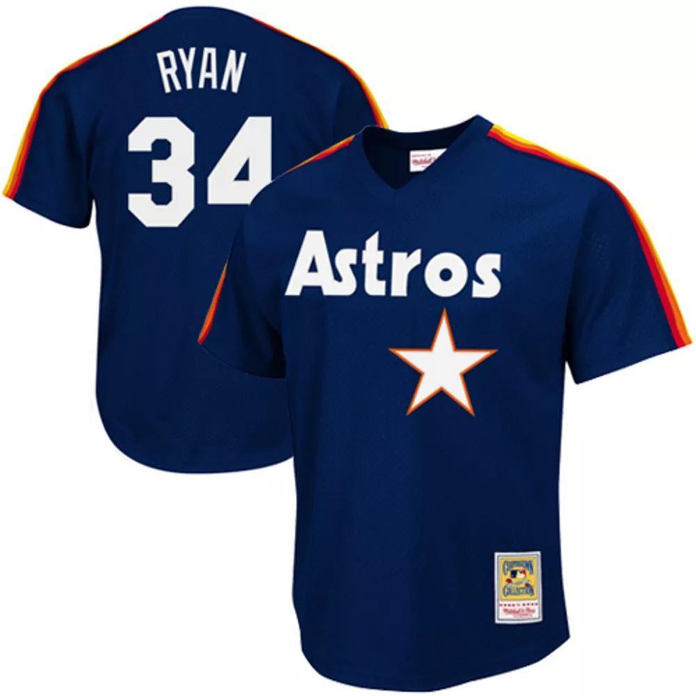 Men's Mitchell & Ness Nolan Ryan Navy Houston Astros 1988 Authentic Cooperstown Collection Mesh Batting Practice Jersey, Size: 4XL, Blue Product Image