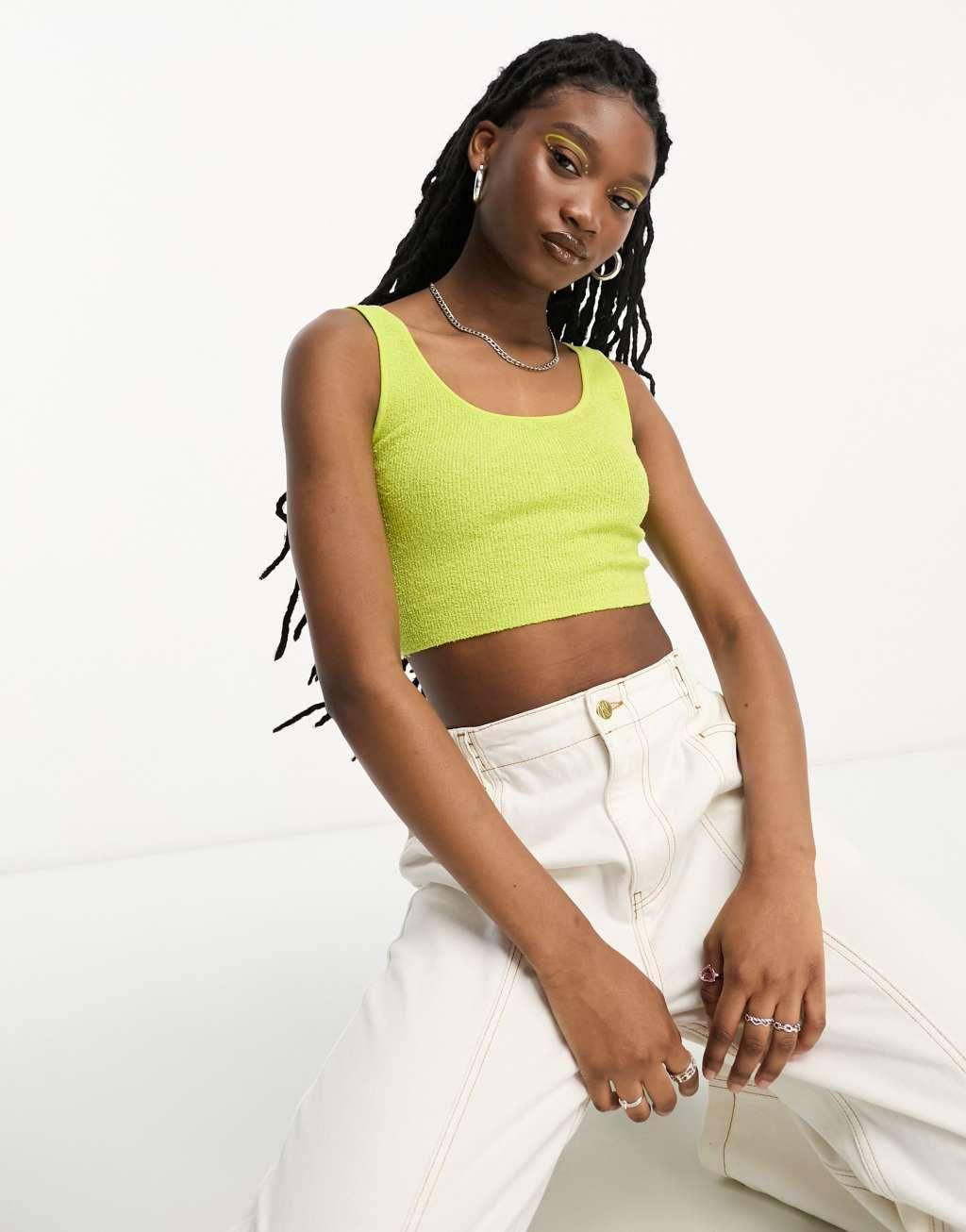 ASOS DESIGN crop knitted top with scoop neck Product Image