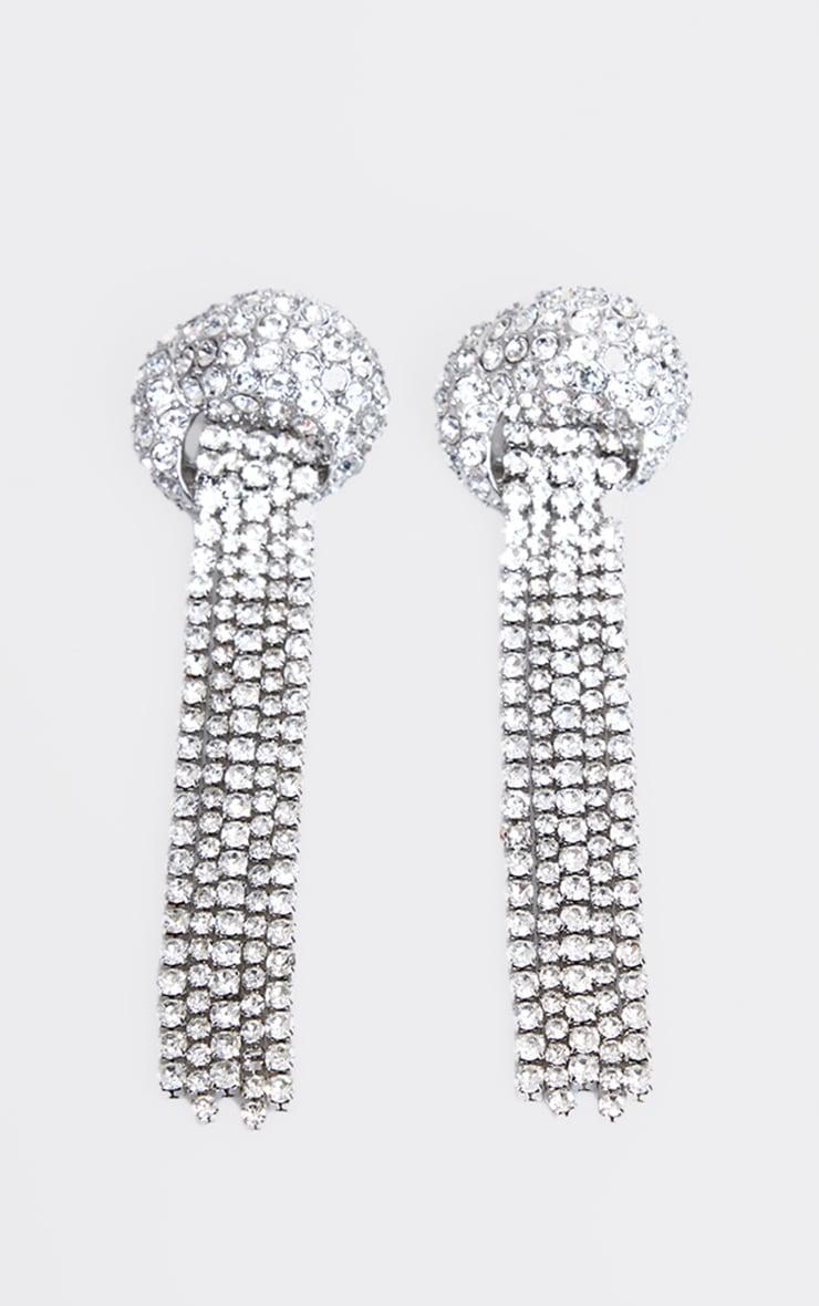 Silver Diamante Chunky Shell Tassel Statement Earrings Product Image