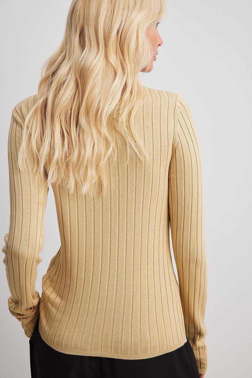 Ribbed High Neck Knitted Sweater Product Image