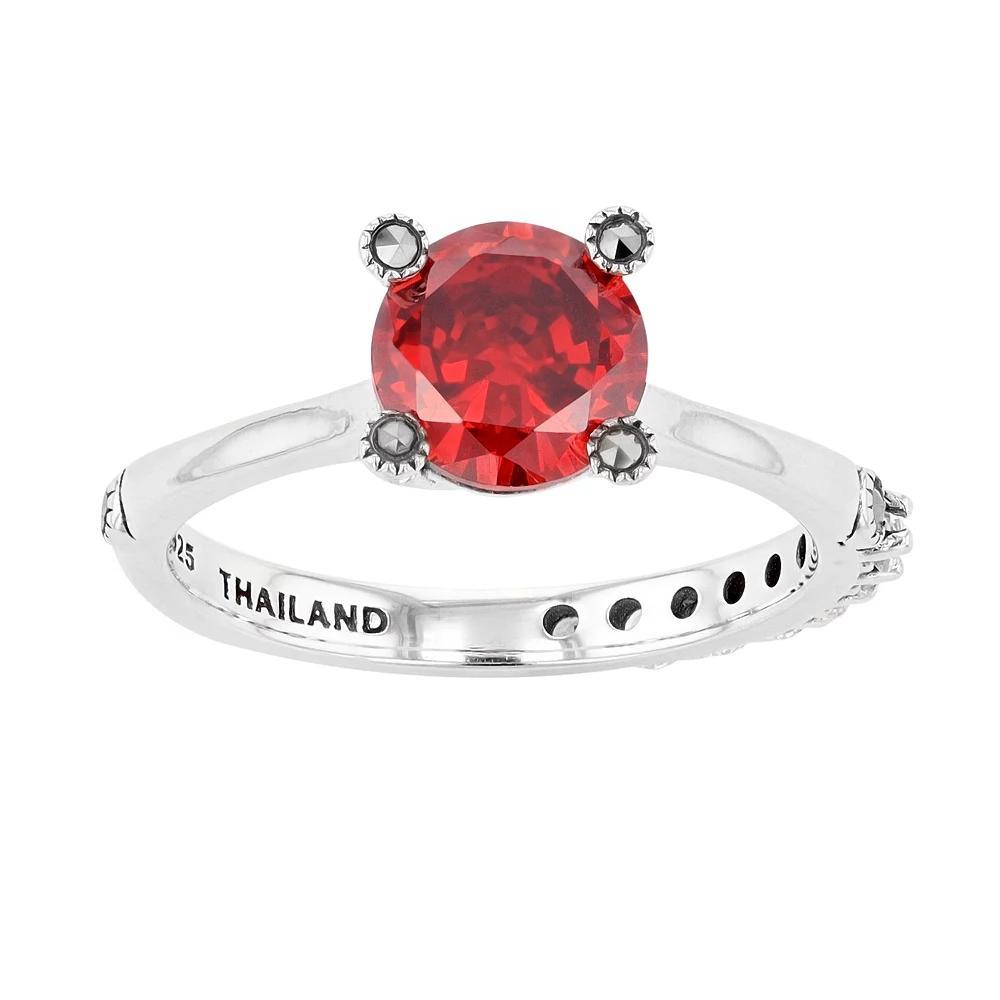 Lavish by TJM Sterling Silver Garnet Cubic Zirconia & Marcasite Ring, Women's, Size: 6 Product Image