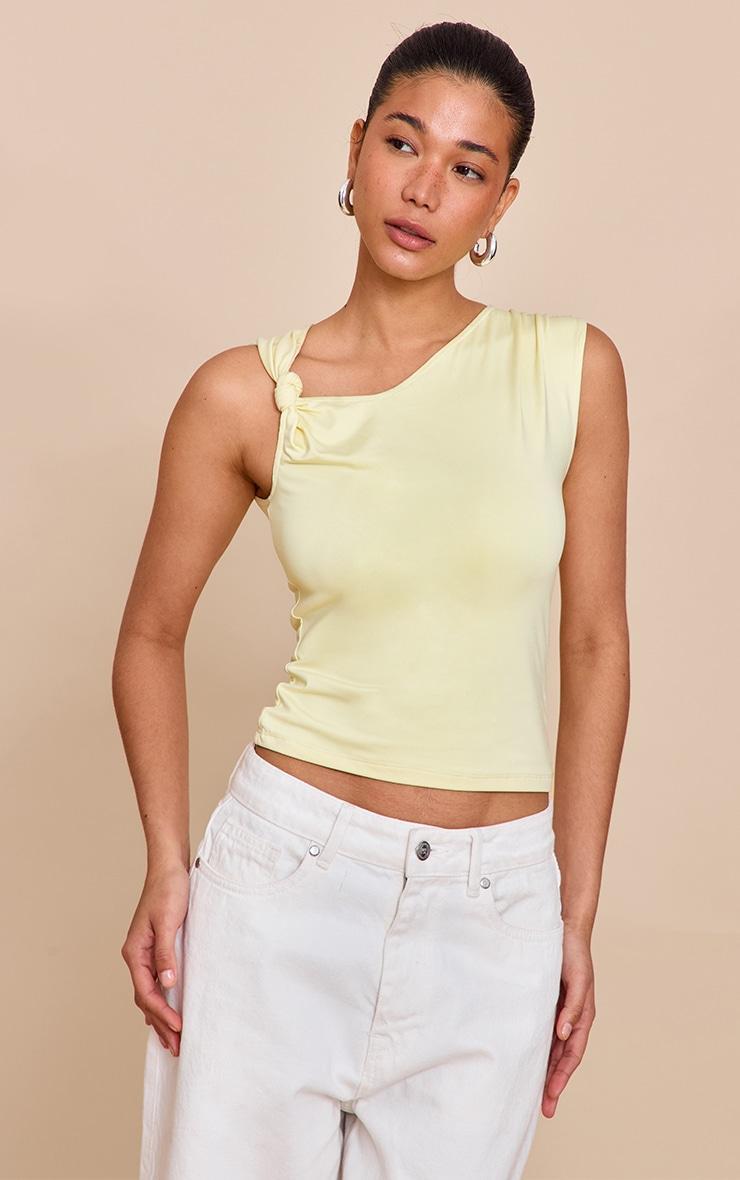 Lemon Slinky Knot Strap Detail Long Top Product Image
