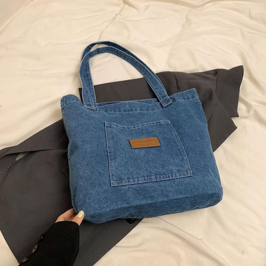 Lettering Tag Denim Tote Bag / Bag Charm / Set Product Image