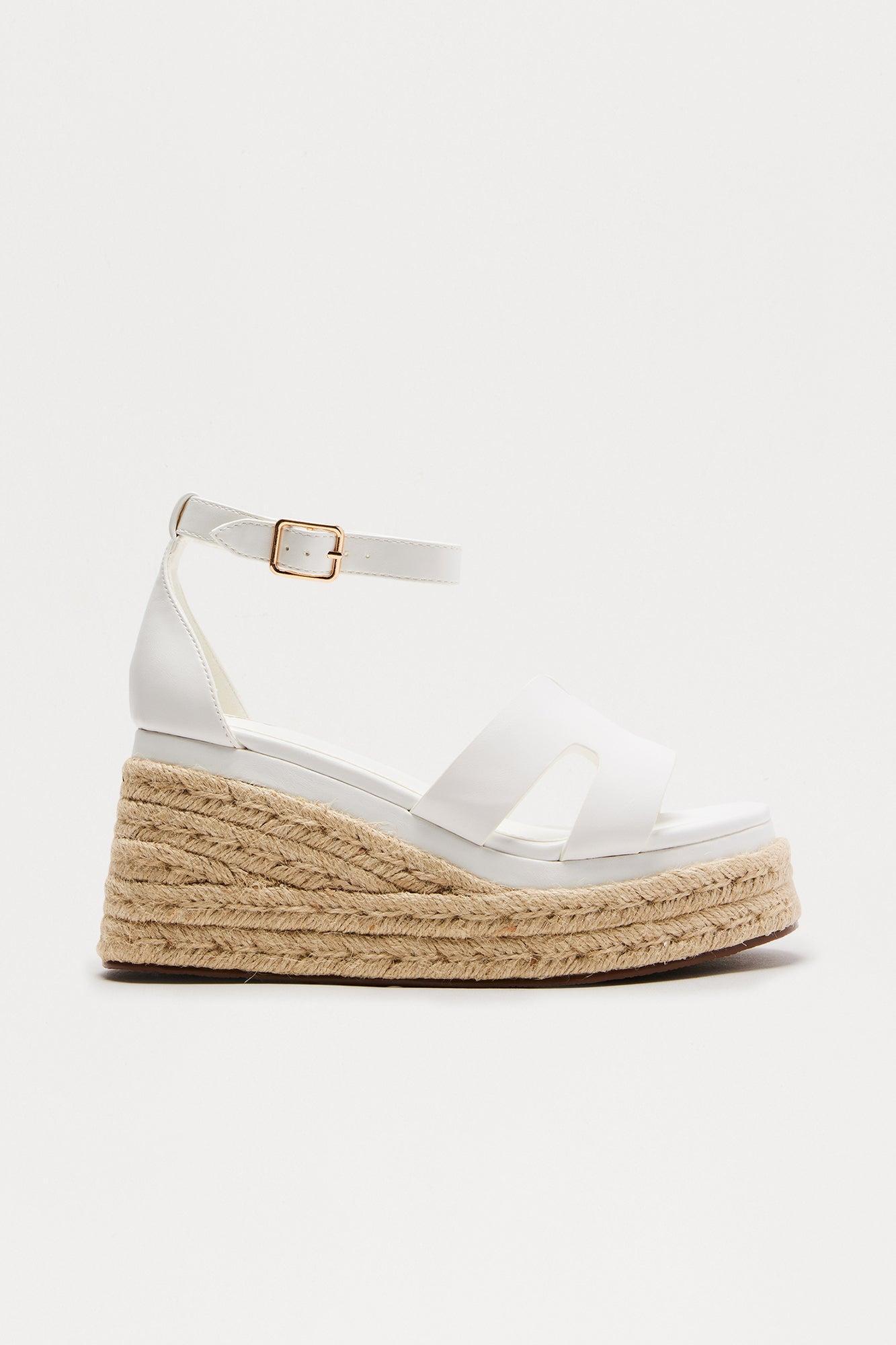 Tora Jute Platform Wedges - White Product Image
