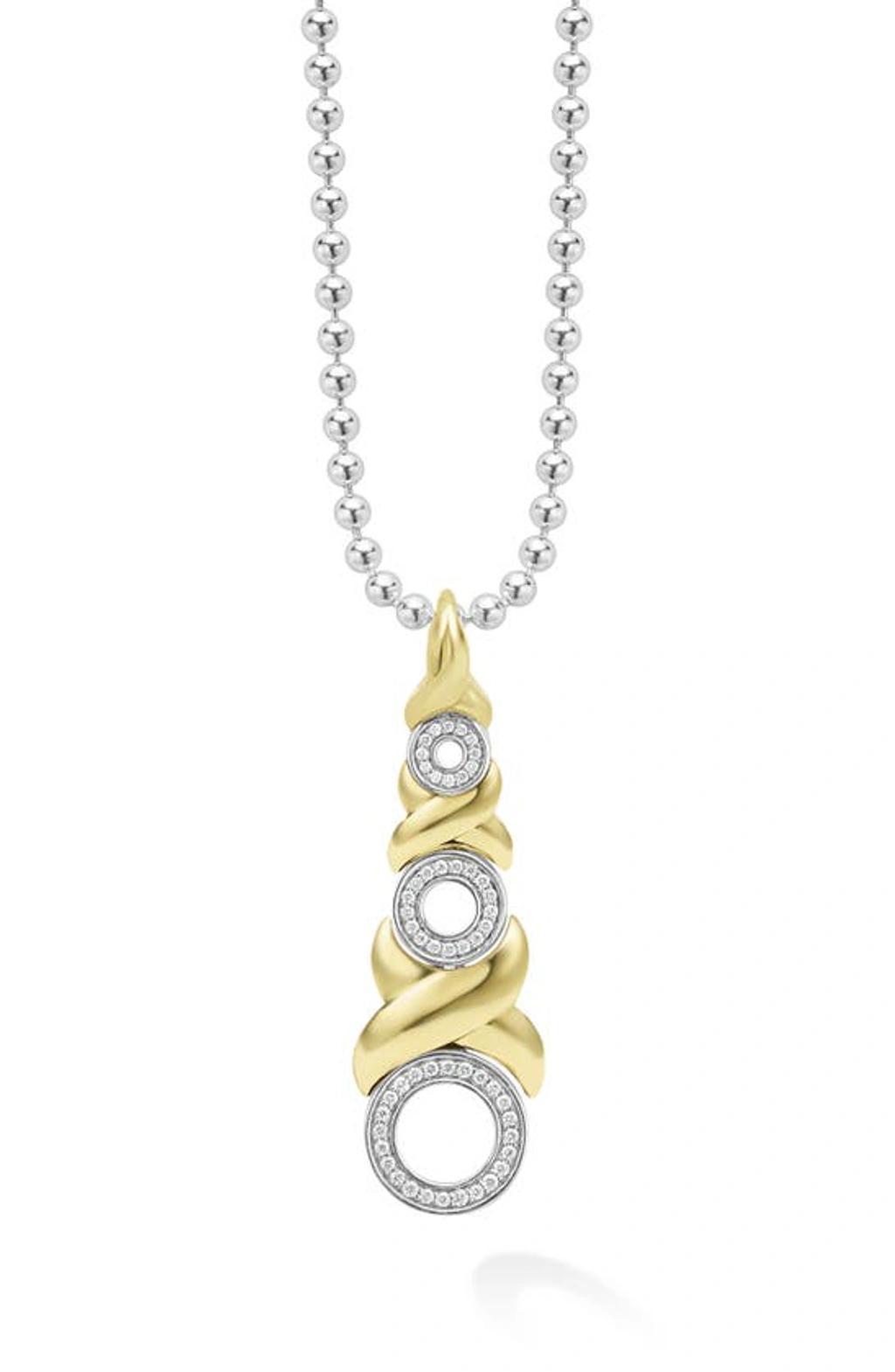 LAGOS 18k Yellow Gold & Sterling Silver Embrace Diamond Triple Xo Pendant Necklace, 16-18 Product Image