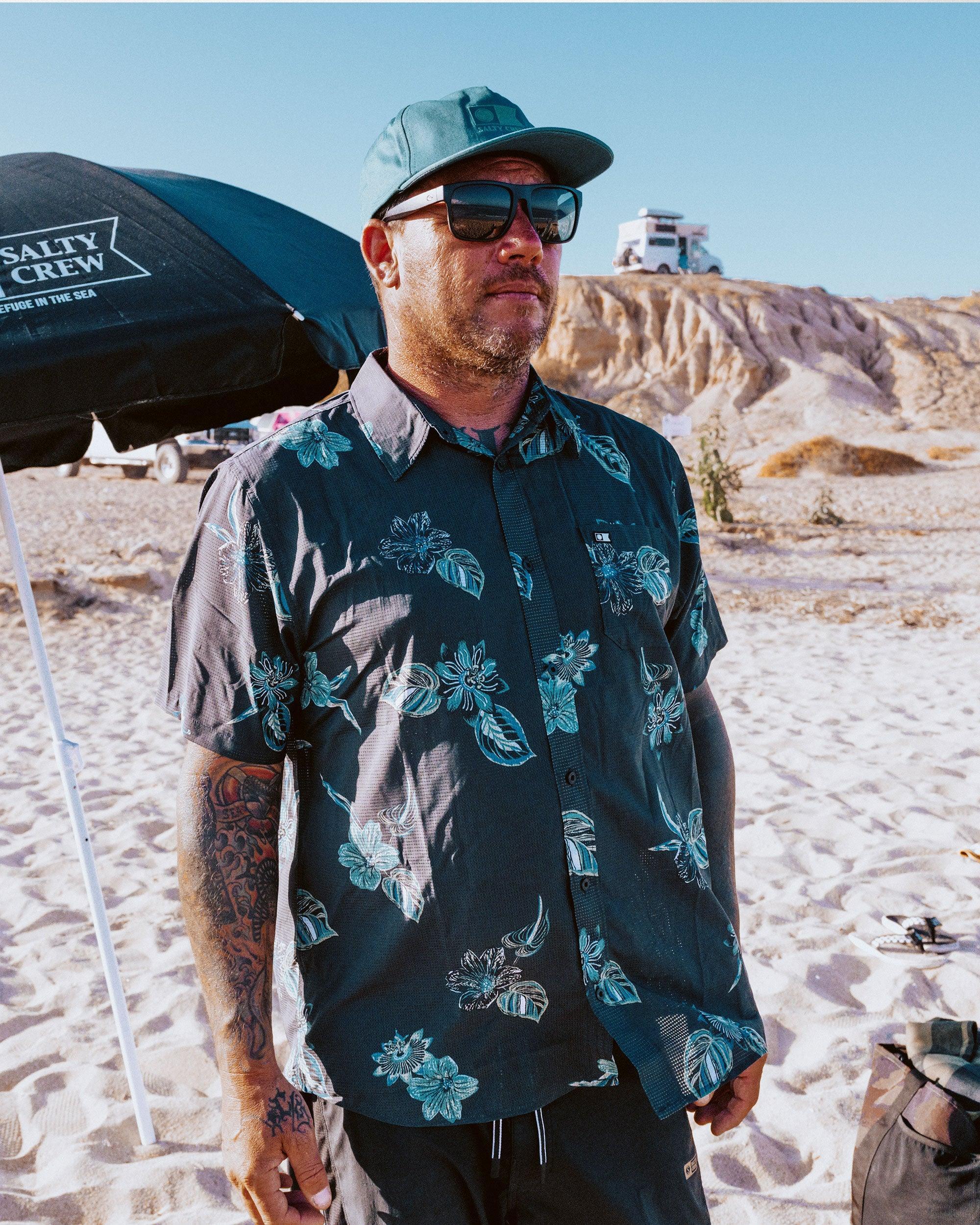 Breezer Perforated Button Up - Phantom Male Product Image