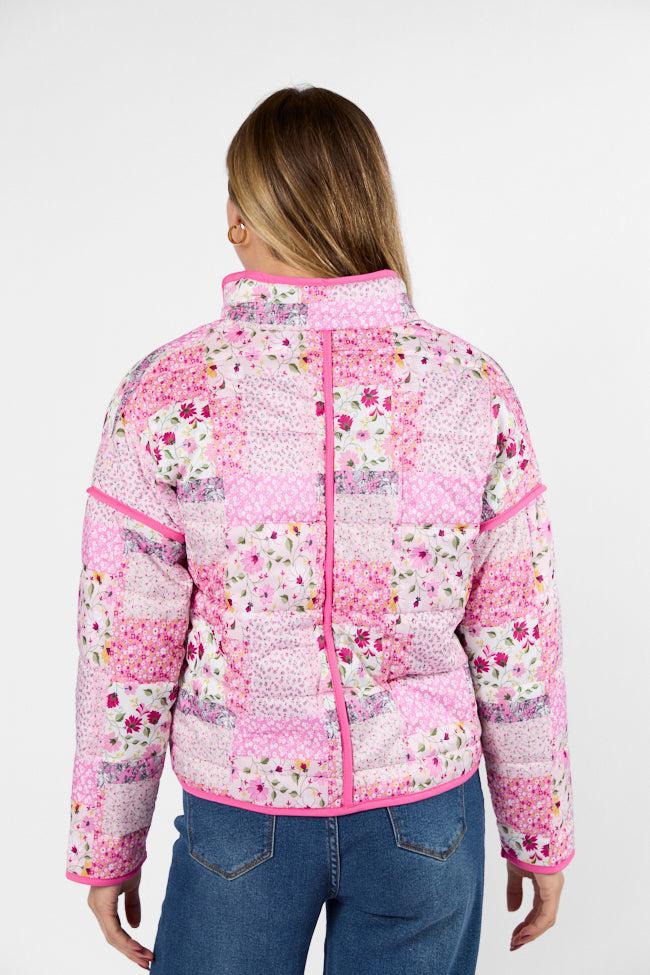 Going For It Floral Printed Zip Up Jacket FINAL SALE Product Image