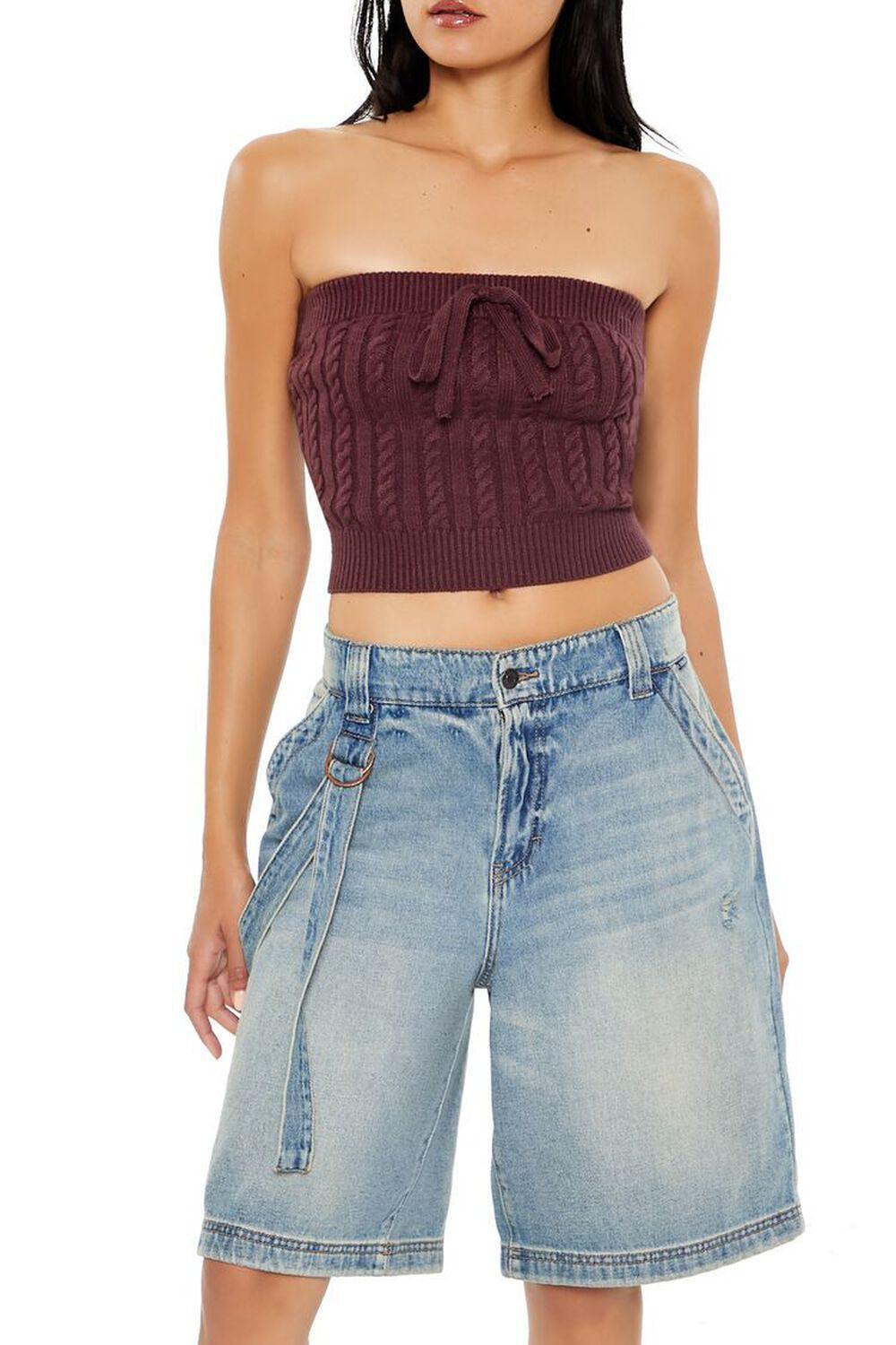 Cable Knit Cropped Tube Top | Forever 21 Product Image