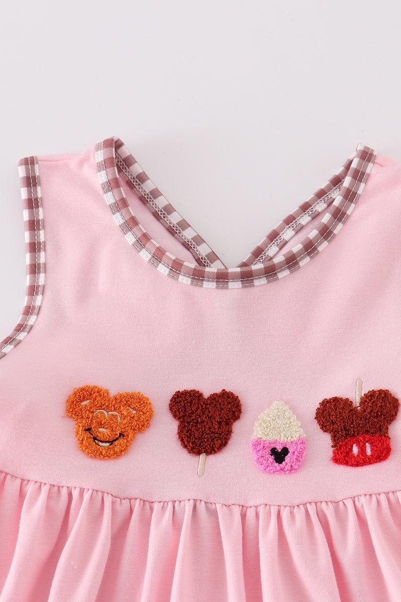 Pink character ice cream french knot dress Product Image