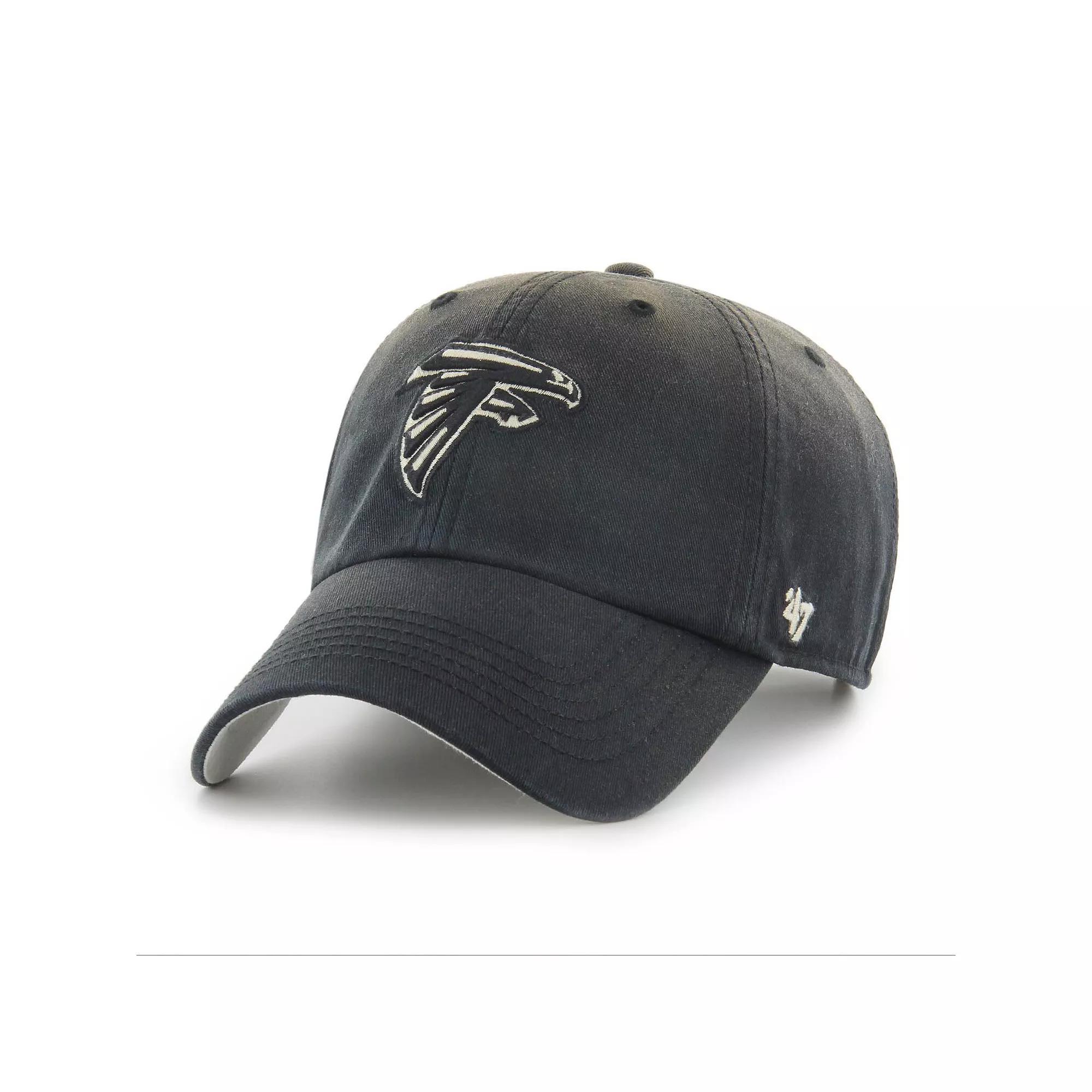 Men's '47  Black Atlanta Falcons Dusted Relaxed Clean Up Adjustable Hat Product Image