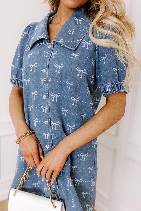 Charming Moment Denim Mini Dress in Light Wash Product Image