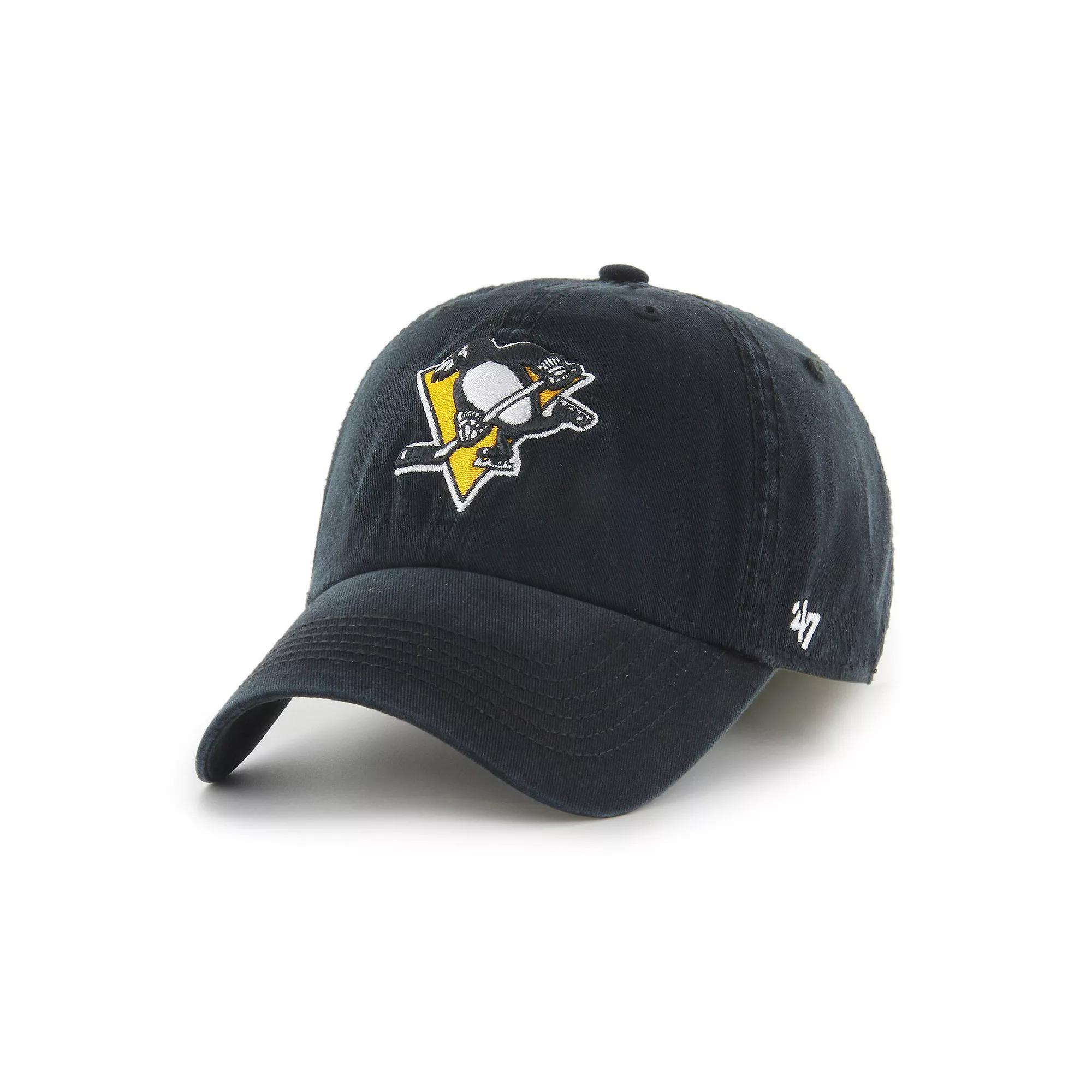 Men's '47 Black Pittsburgh Penguins Classic Franchise Fitted Hat, Size: Large Product Image