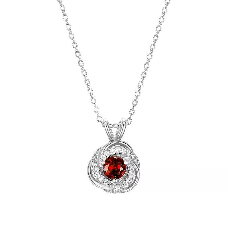 Tokens of Love Sterling Silver Lab-Created Aquamarine Birthstone Love Knot Pendant Necklace, Women's, Size: 18" Product Image
