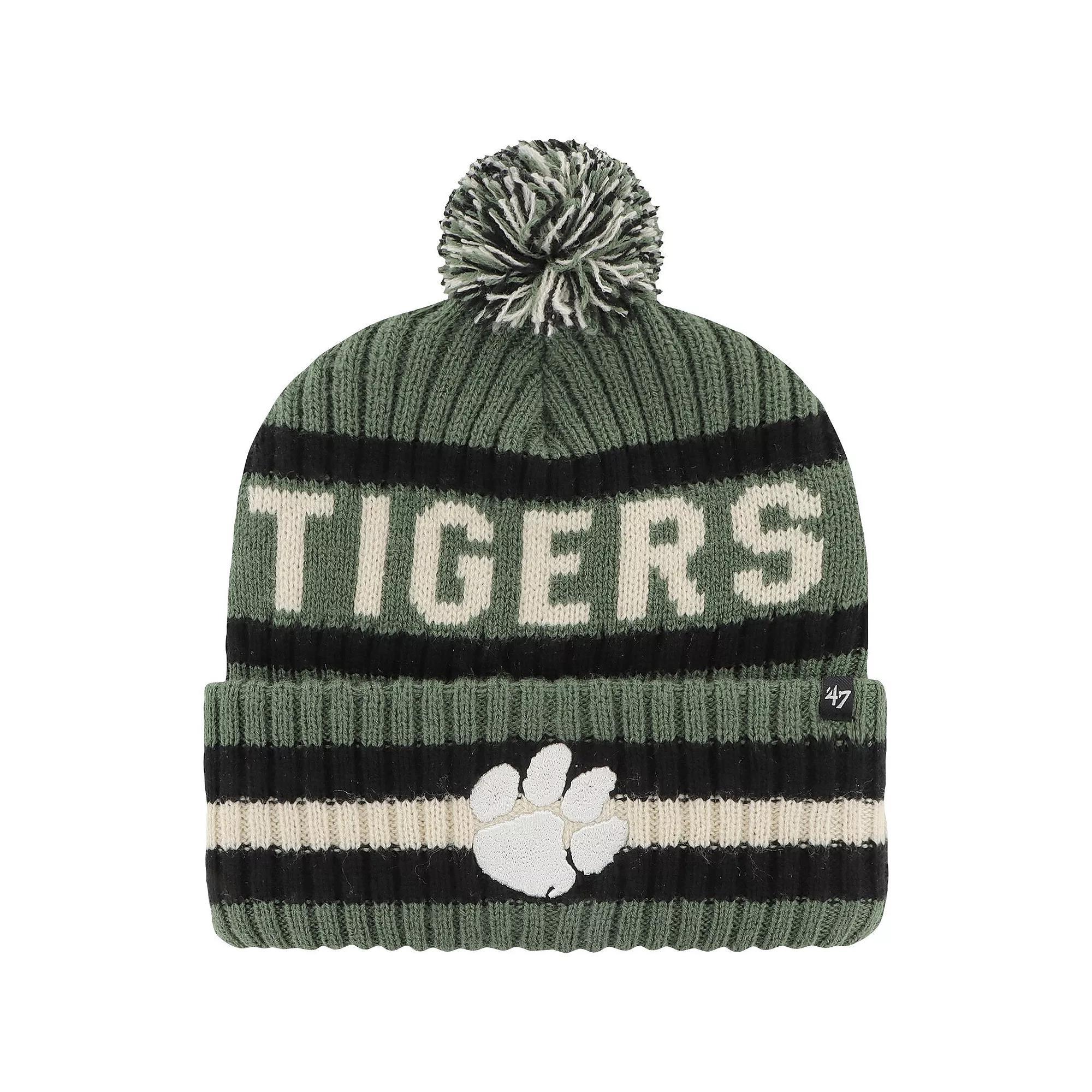 Men's '47 Green Clemson Tigers OHT Military Appreciation Bering Cuffed Knit Hat with Pom Product Image