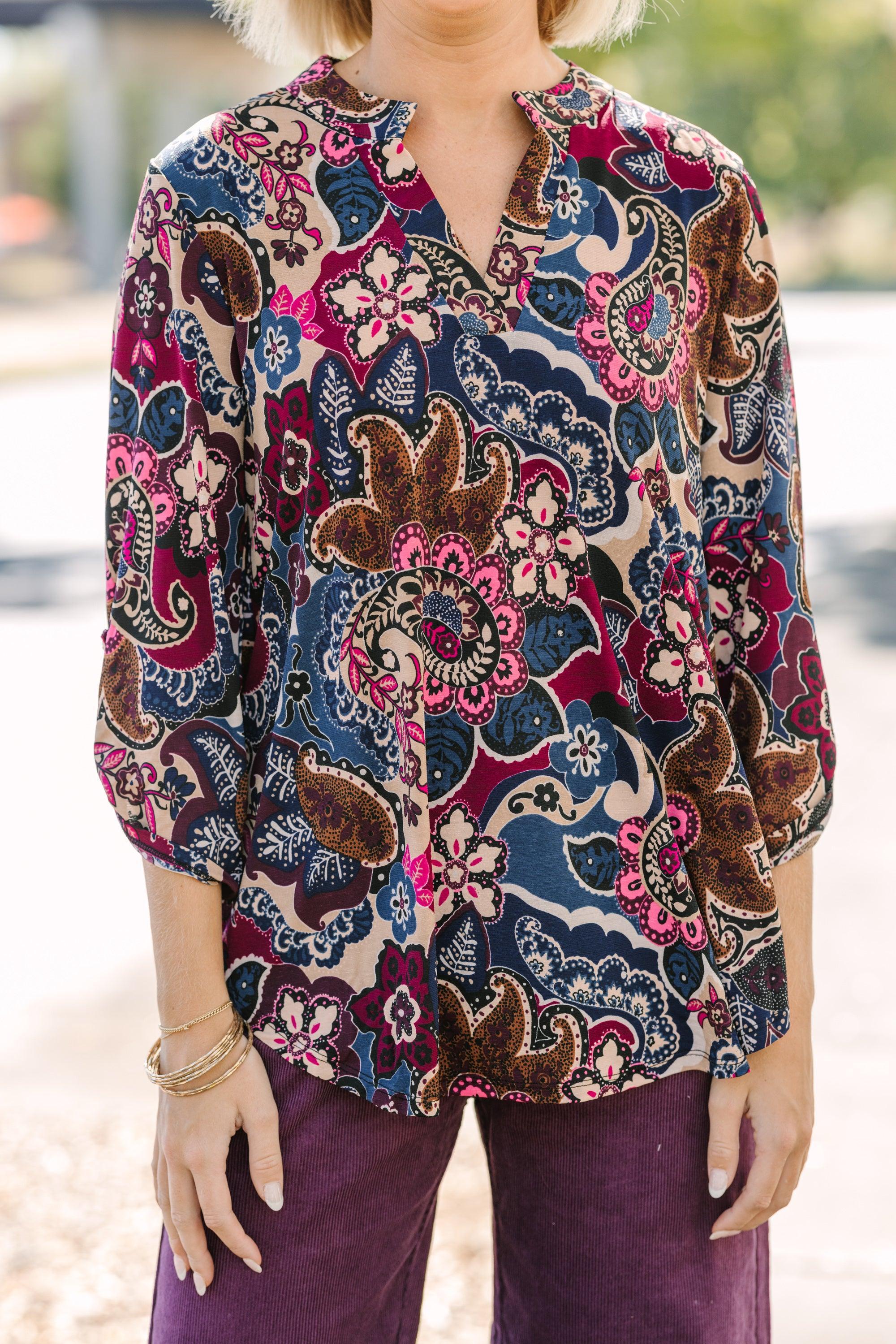 Break Through Wine Red Floral Blouse Female Product Image