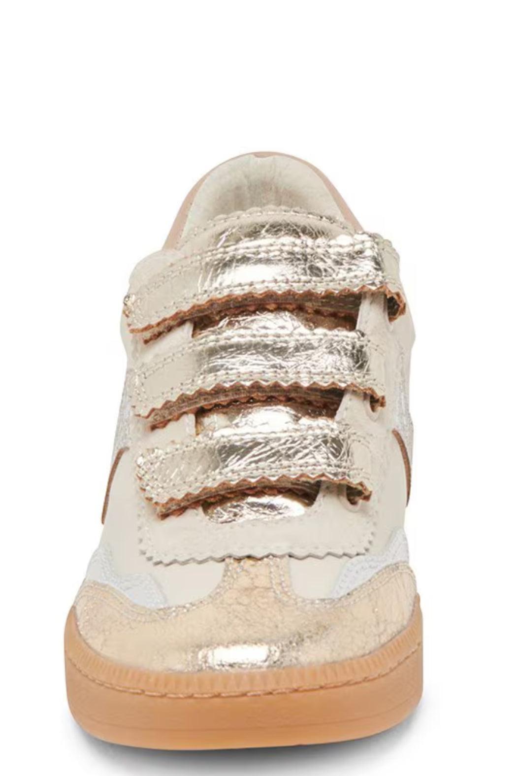Notice Velcro Sneaker - Silver/Gold Distressed Leather Product Image