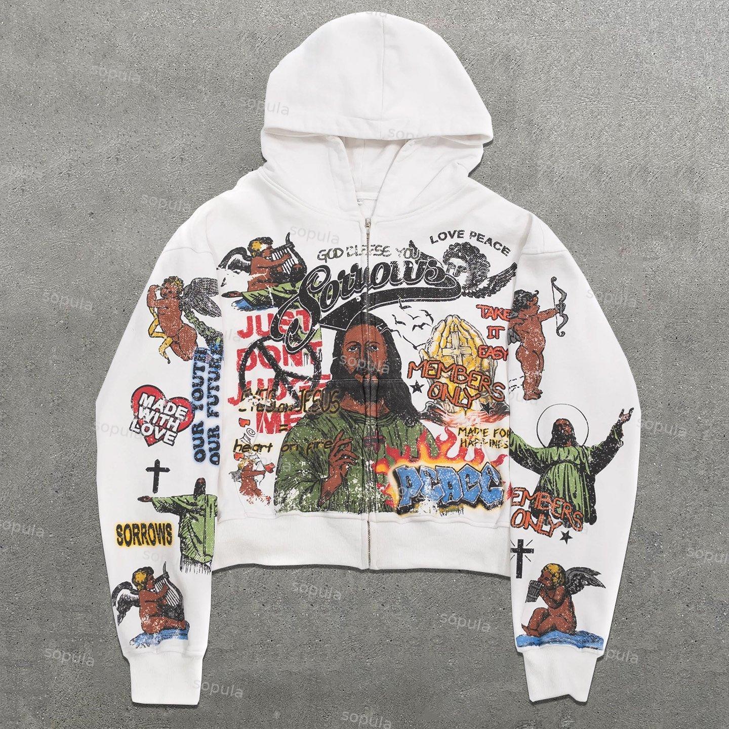 Sopula Vintage No.23 Graphic Print Zip Up Hoodie Product Image