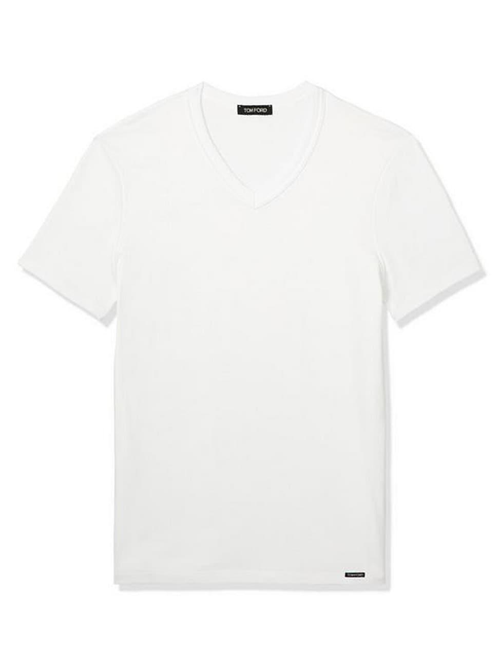 Tom Ford Cotton Blend V-Neck Tee Product Image