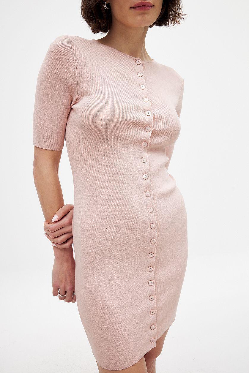 Knitted Button Mini Dress Product Image