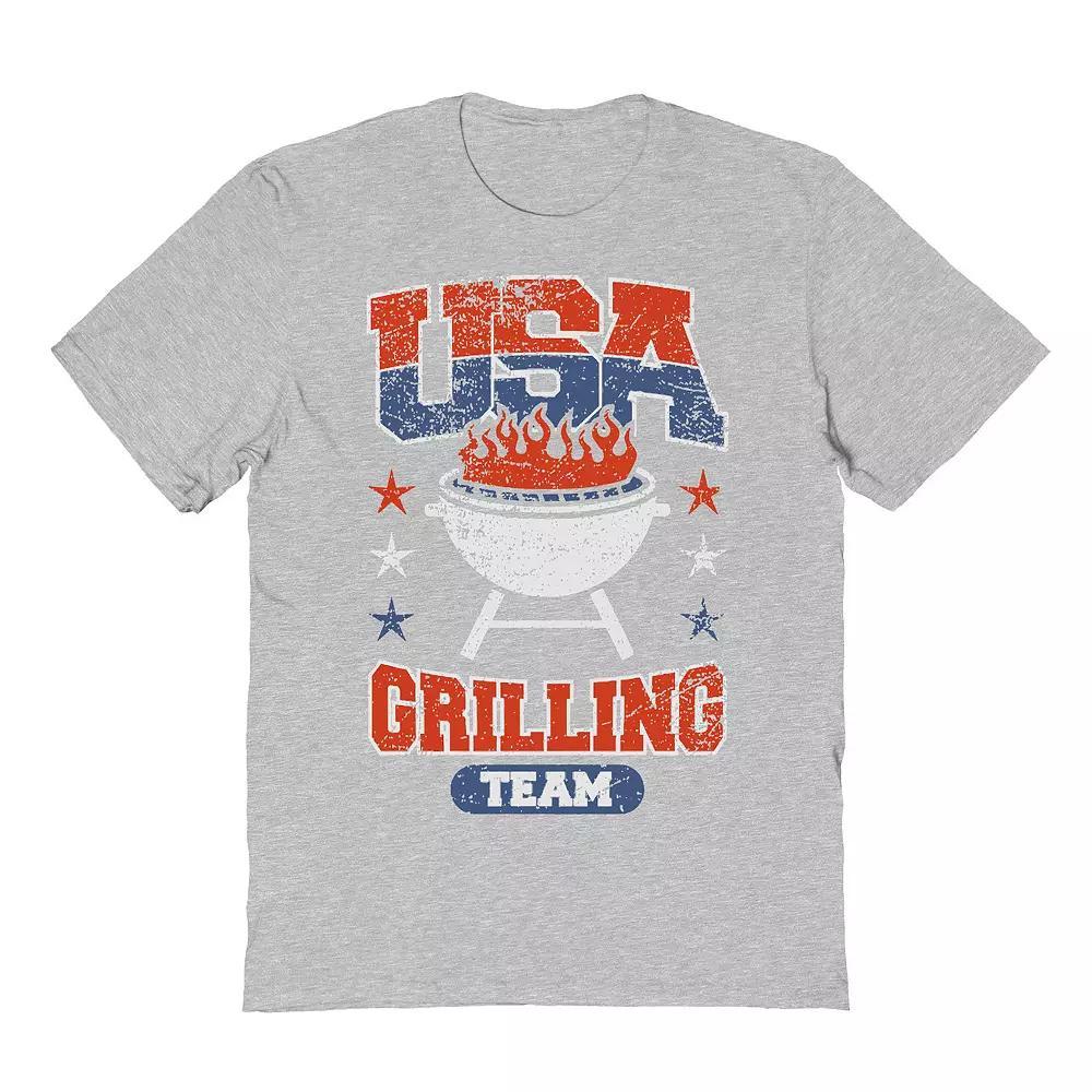 Men's COLAB89 by Threadless USA Grilling Team Graphic Tee, Size: XXL, Sport Gray Product Image