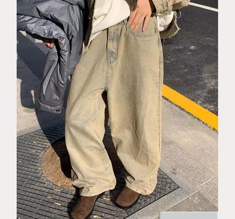 Mid Rise Washed Wide Leg Jeans Product Image