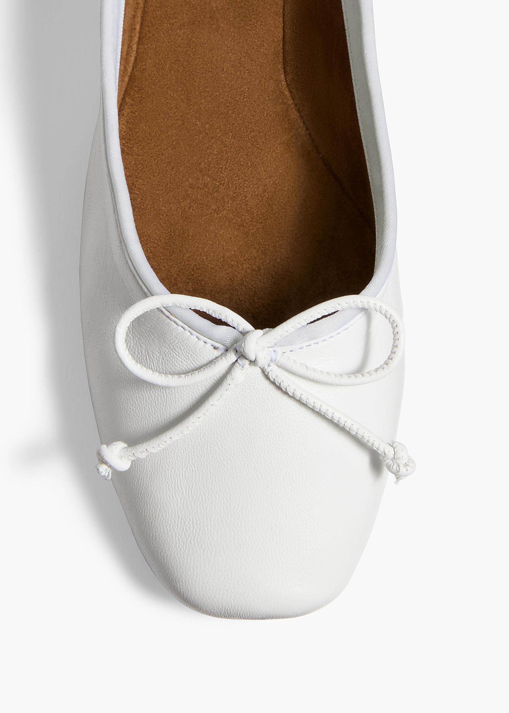 Charlotte Ballerina Flat in Optic White Leather Product Image