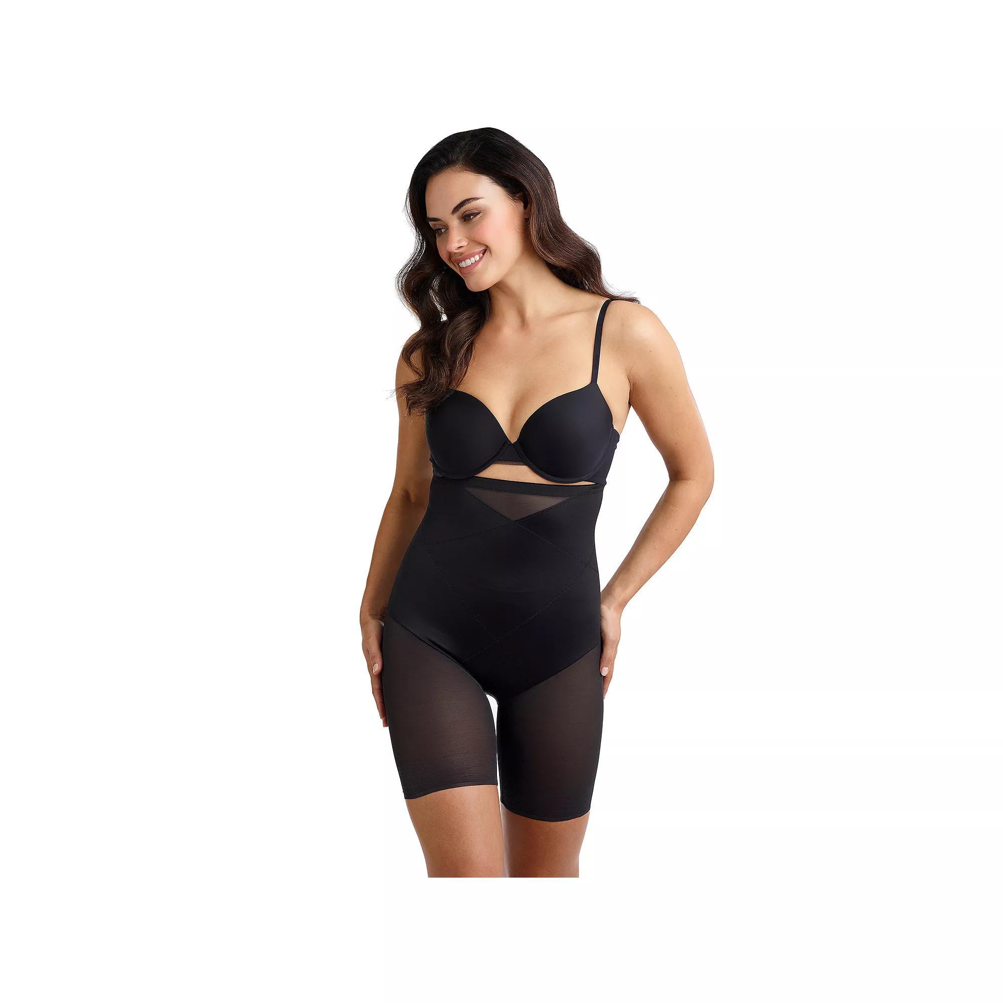 Women's Naomi & Nicole® Extra-Firm Control Shapewear Inside Magic® Tummy Tuck High Waist Thigh Slimmer 7609, Size: Large, Black Product Image