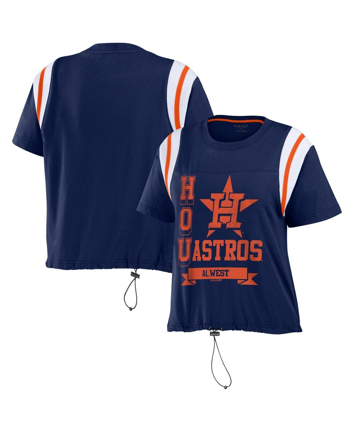 Women's WEAR by Erin Andrews Navy Cleveland Guardians Cinched Colorblock T-Shirt, Size: Large, Grd Blue Product Image