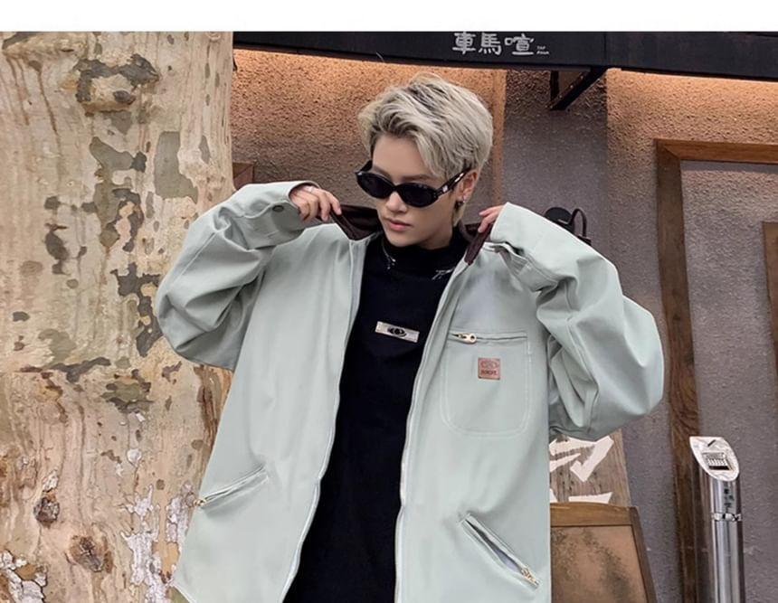 Contrast Collar Panel Zip Jacket Product Image