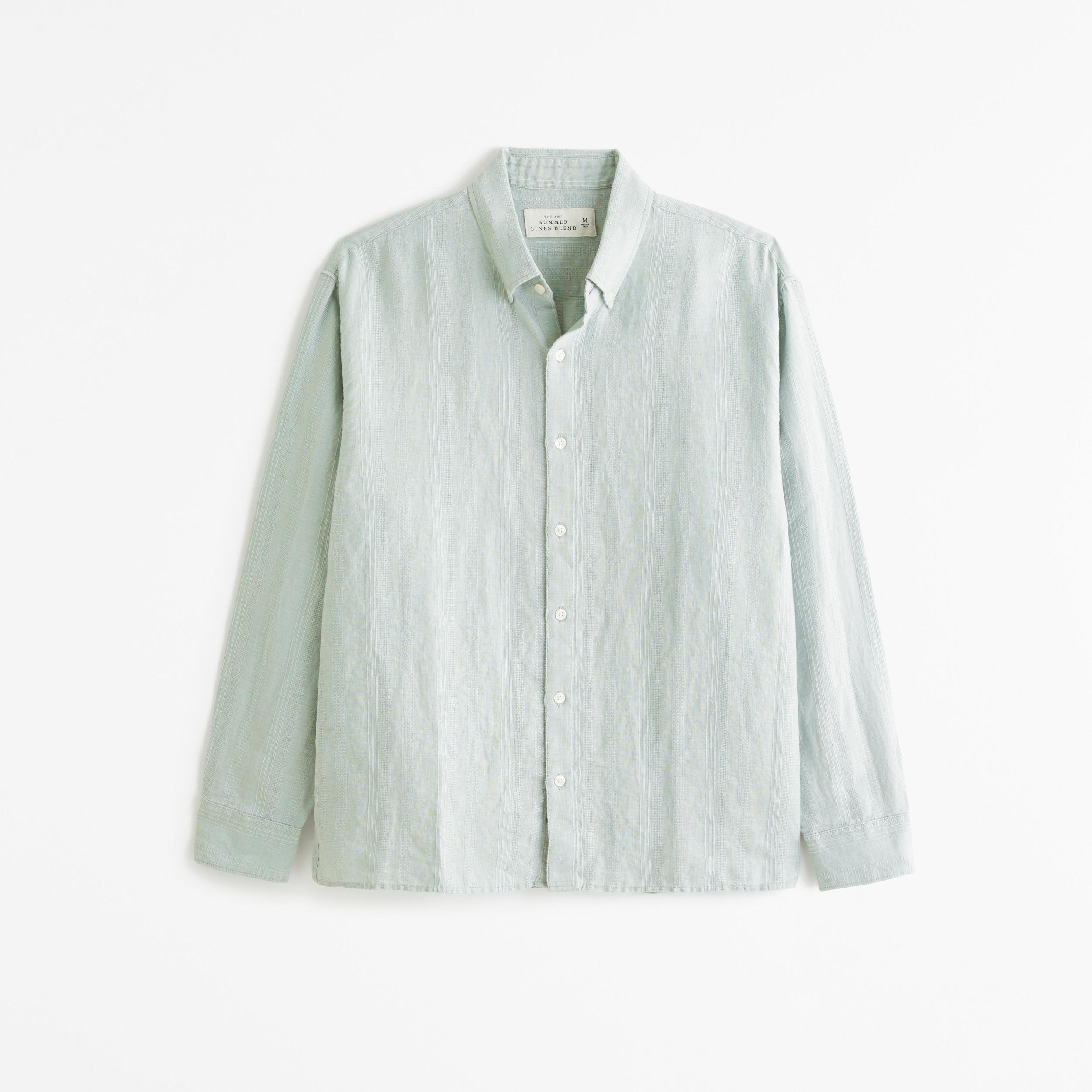 Summer Linen-Blend Button-Up Shirt Product Image
