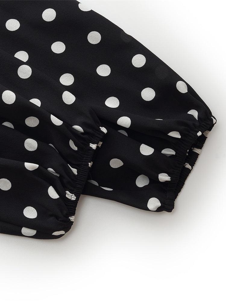 16 Momme Mulberry Slik Polka Dots Women Maxi Dress Product Image