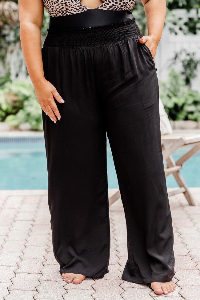 Far And Wide Smocked Waist Black Pants FINAL SALE Product Image