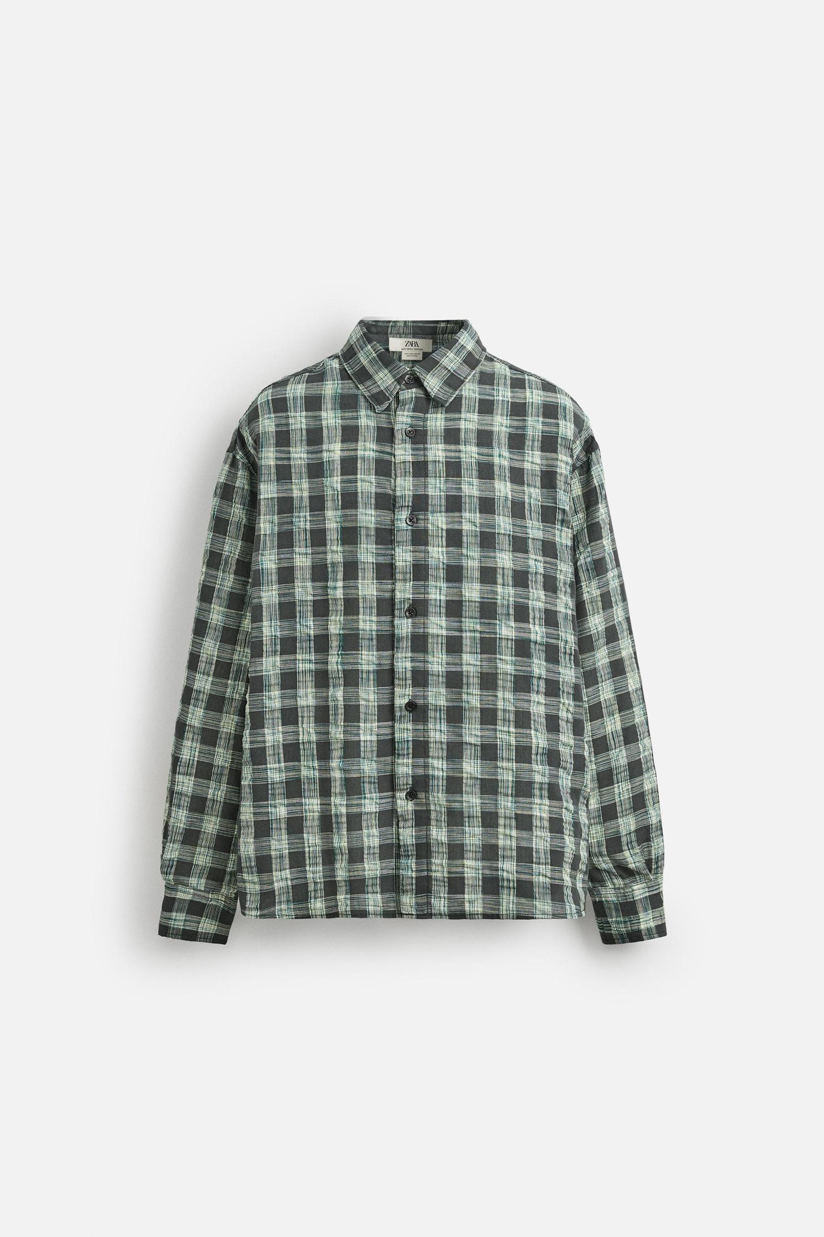 WRINKLE EFFECT PLAID SHIRT Product Image