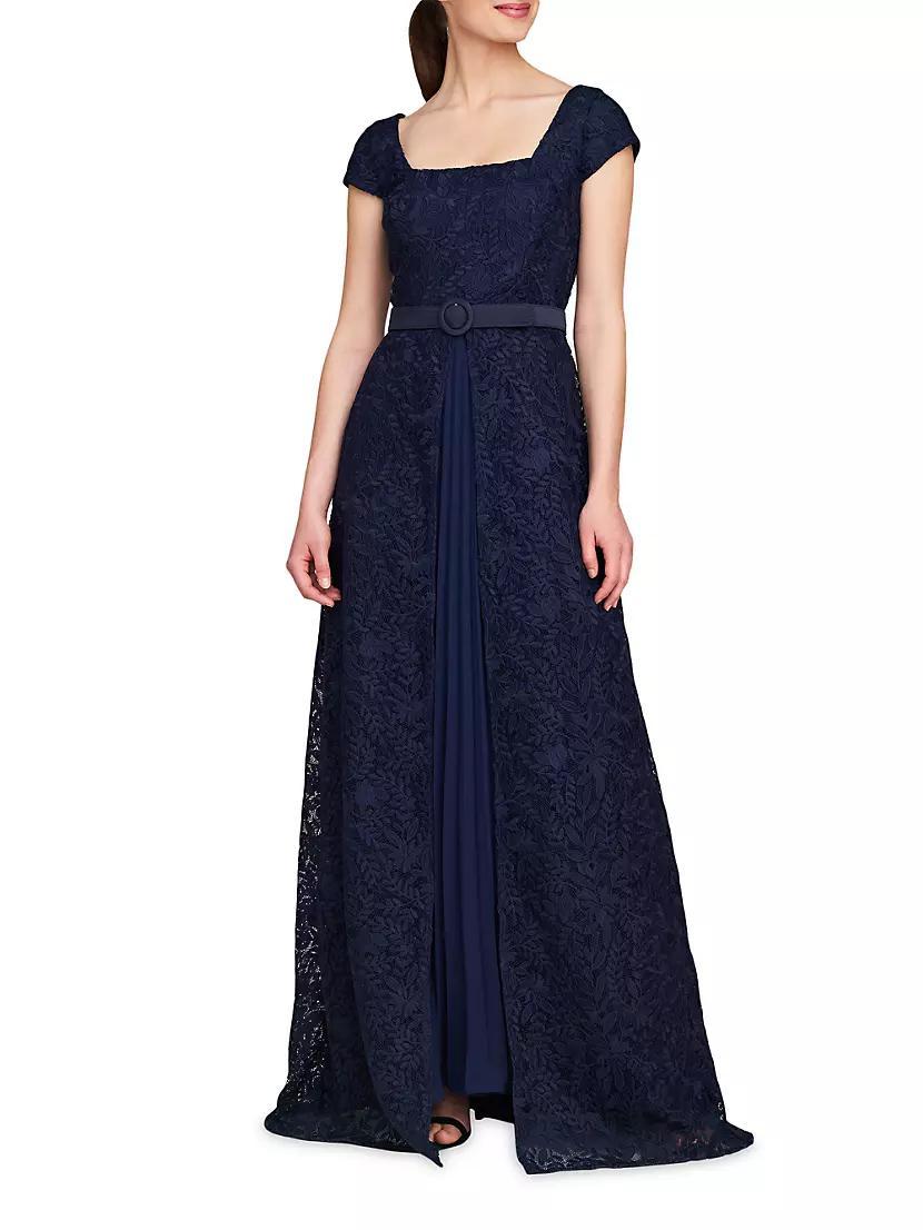 Claudia Lace-Chiffon Pleated Gown Product Image