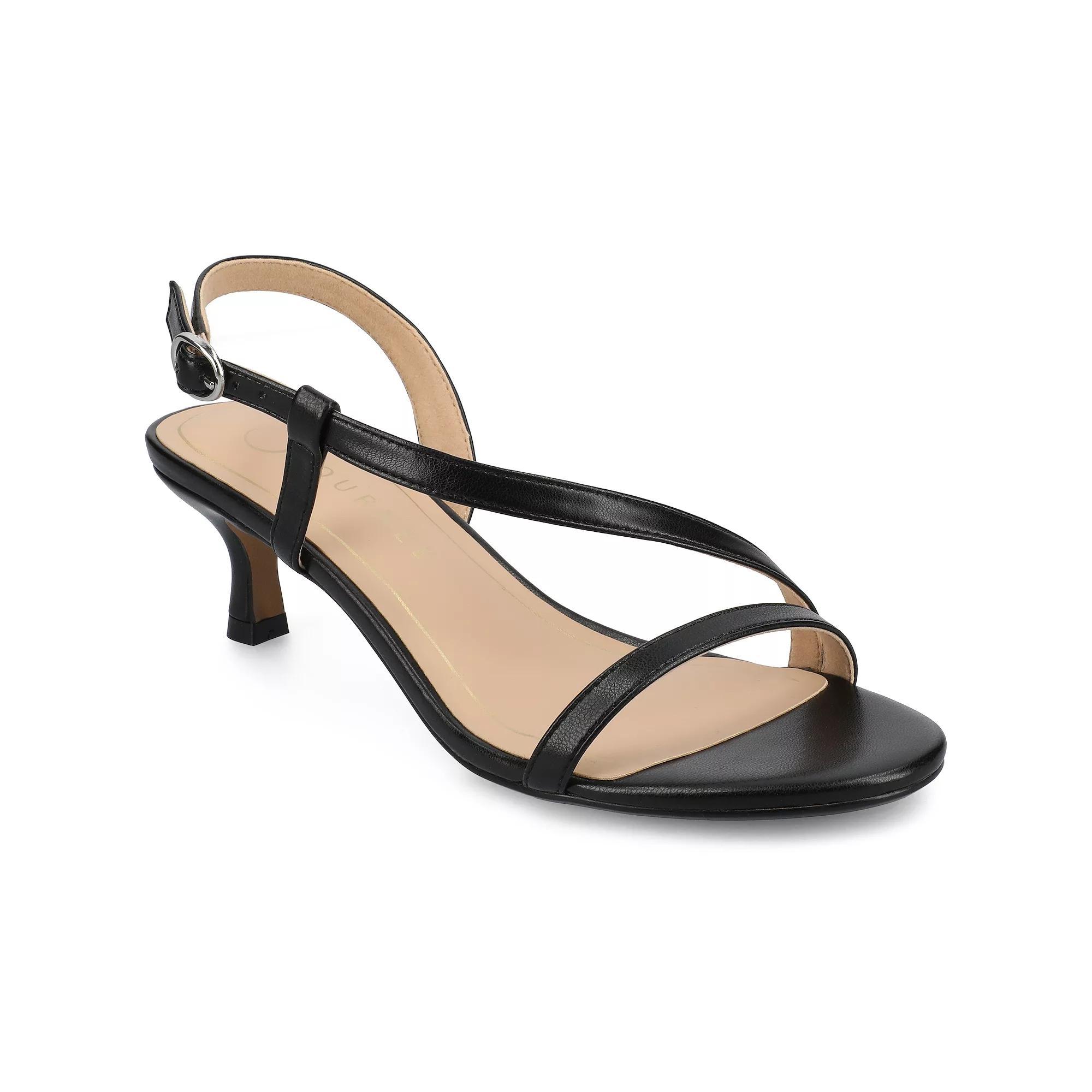 Journee Jemry Women's Crossover Strap Kitten Heel Dress Sandals, Size: 8, Black Product Image
