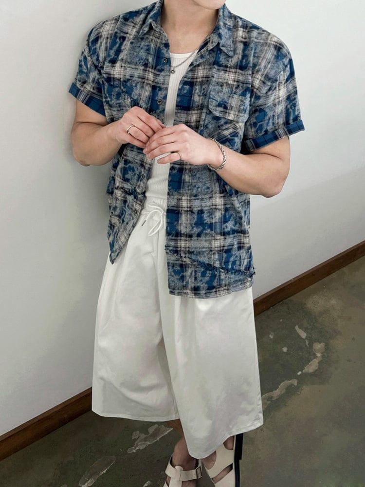RT No. 12655 BLUE PLAID SHORT SLEEVE Product Image
