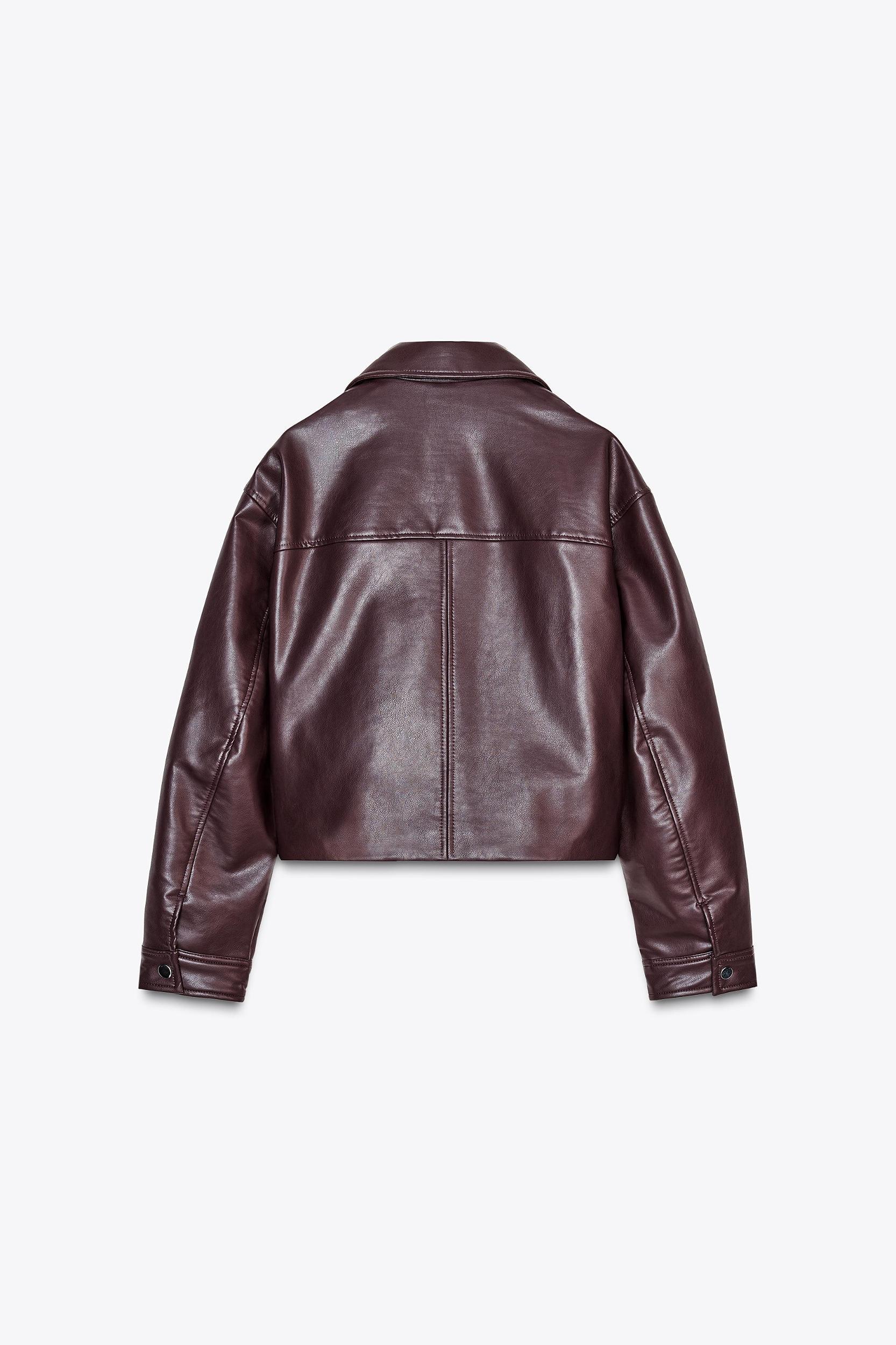 FAUX LEATHER CROP BIKER JACKET Product Image