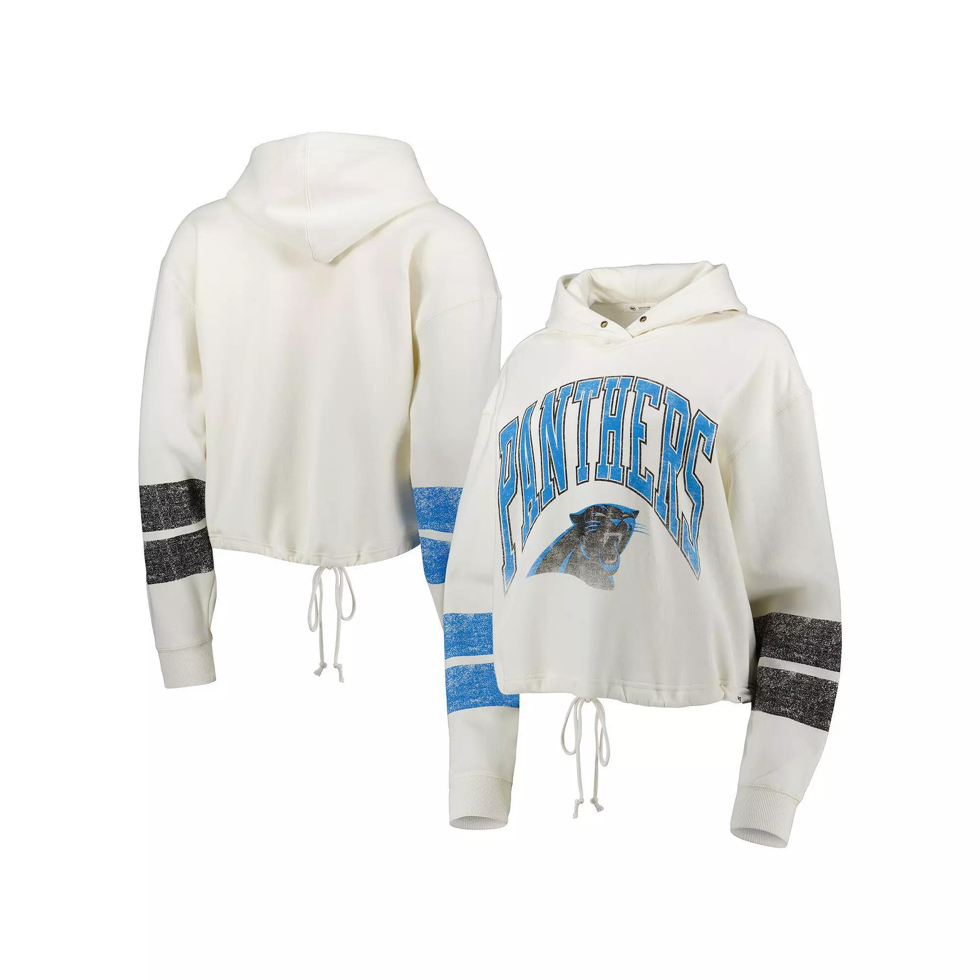 Women's '47 Oatmeal Carolina Panthers Harper Pullover Hoodie, Size: XL, Team Product Image