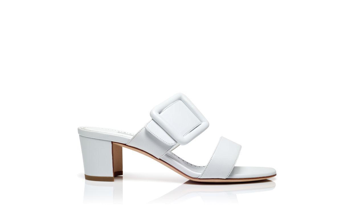 TITUBANEW White Nappa Leather Open Toe Mules Product Image